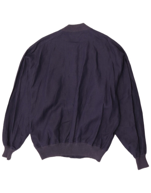 Avon Celli Giacca bomber da uomo vestibilità ampia IT 46 Small Lino blu navy