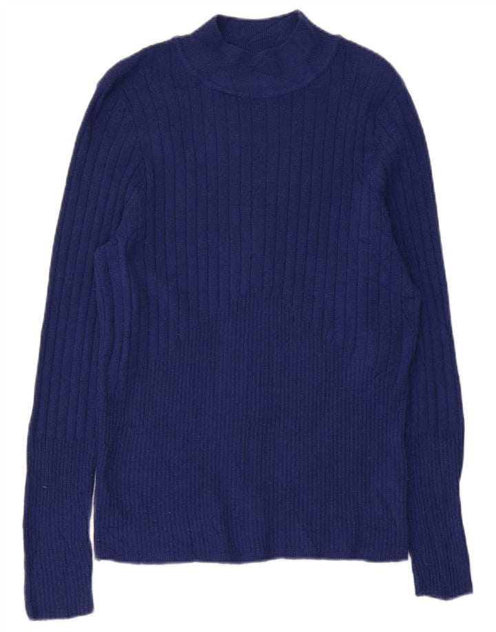 Maglione maglione a collo alto da donna Marks & Spencer UK 16 grande blu navy