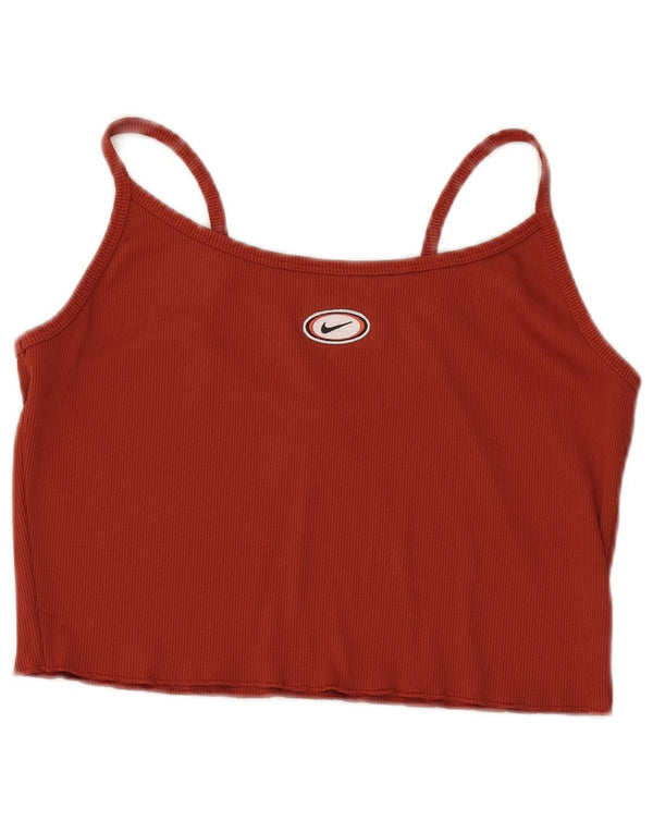 Canottiera corta NIKE da donna UK 14 grande poliestere marrone