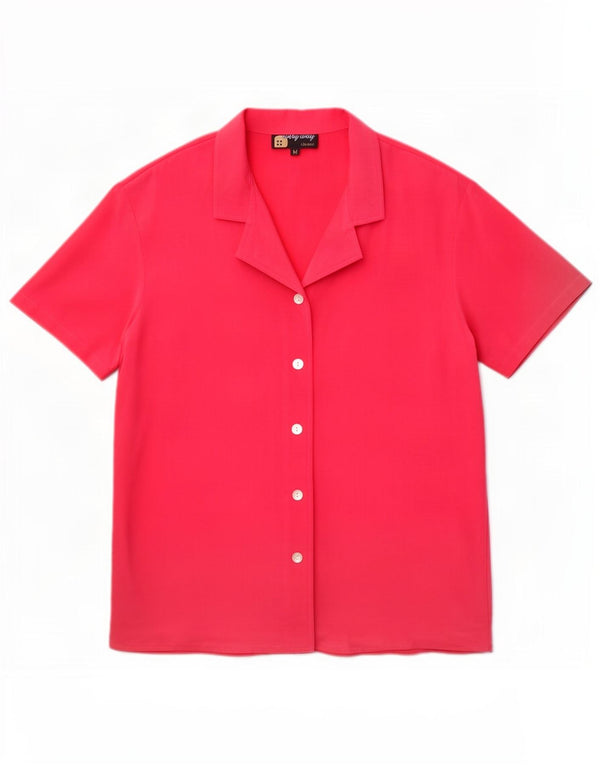 Camicia a maniche corte da donna vintage UK 14 seta rosa media