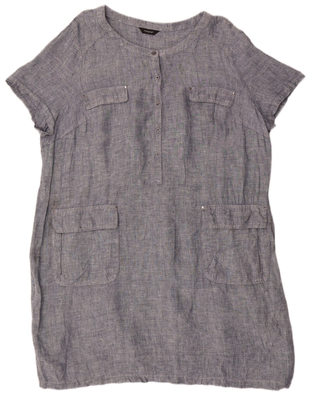 Abito a trapezio autografo da donna Marks & Spencer UK 22 3XL Lino blu