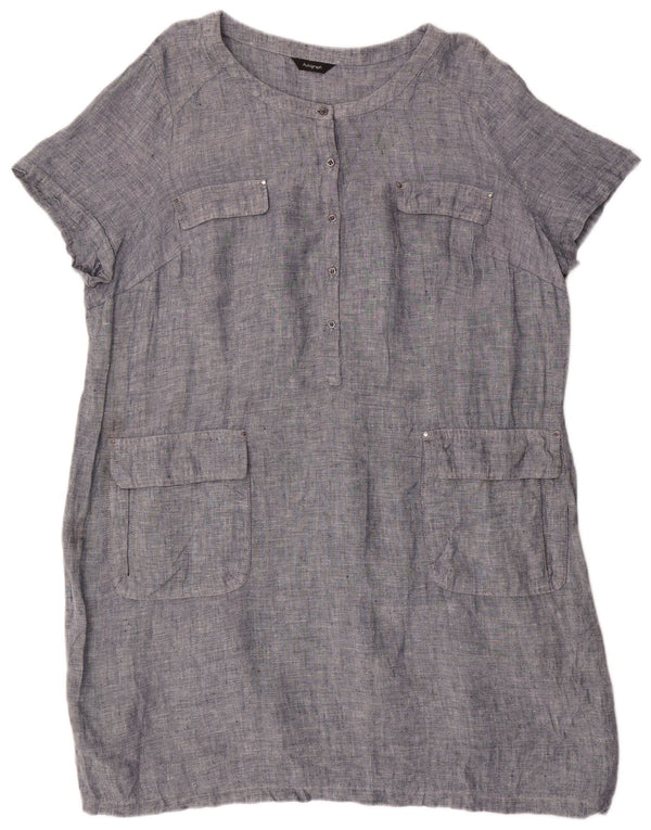 Abito a trapezio autografo da donna Marks & Spencer UK 22 3XL Lino blu