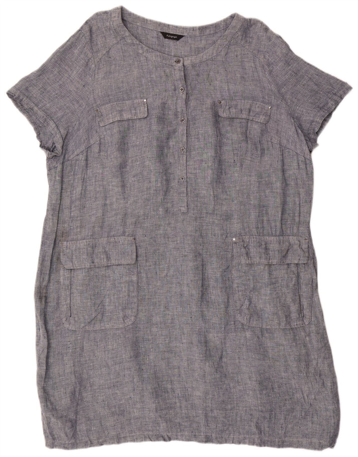 Abito a trapezio autografo da donna Marks & Spencer UK 22 3XL Lino blu