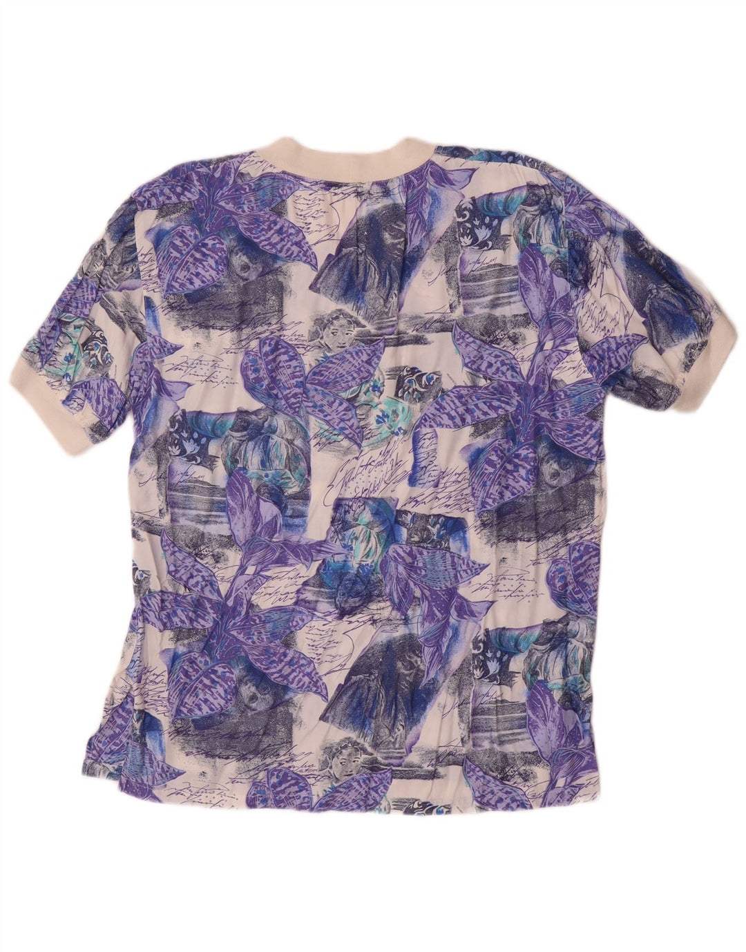 T-shirt da uomo vintage Top grande floreale viola
