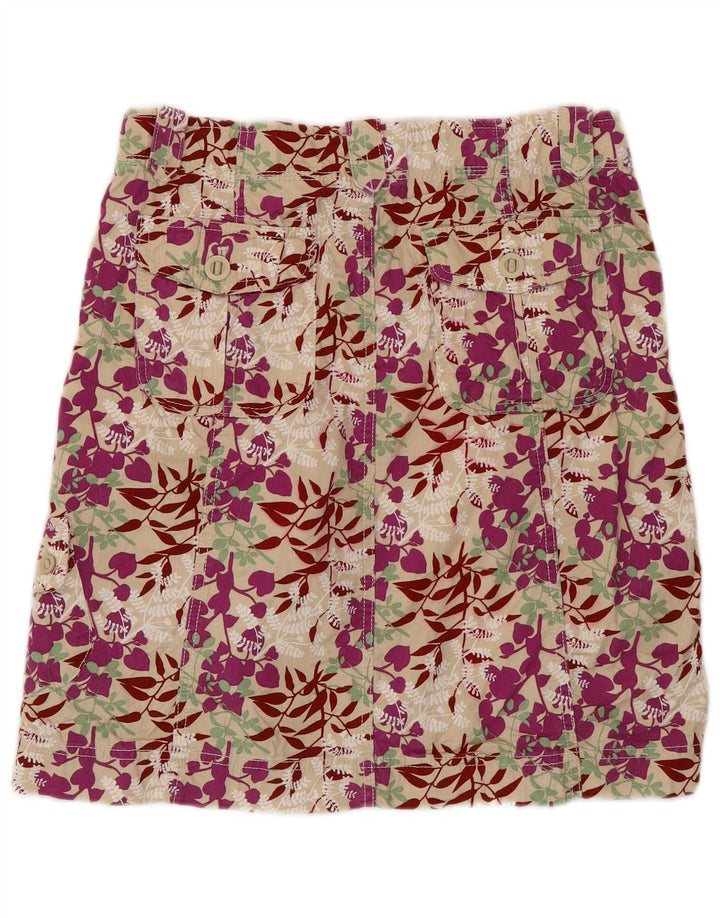 Gonna a trapezio da donna EDDIE BAUER US 8 Media W30 Cotone floreale beige