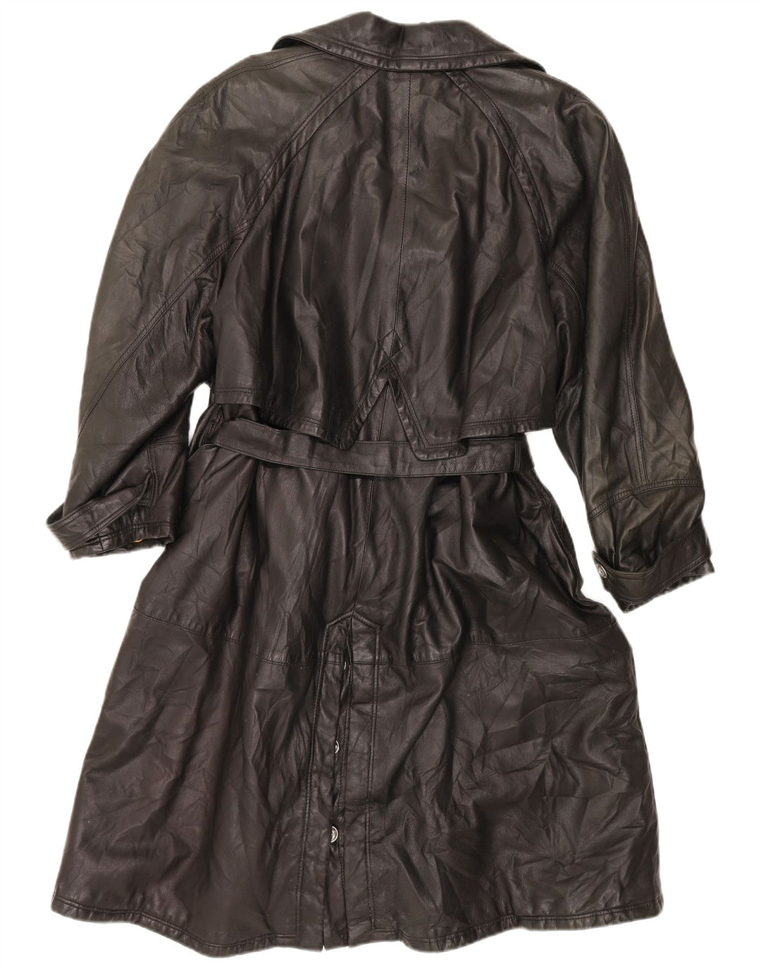Trench in pelle da donna VINTAGE IT 44 Medio in pelle nera