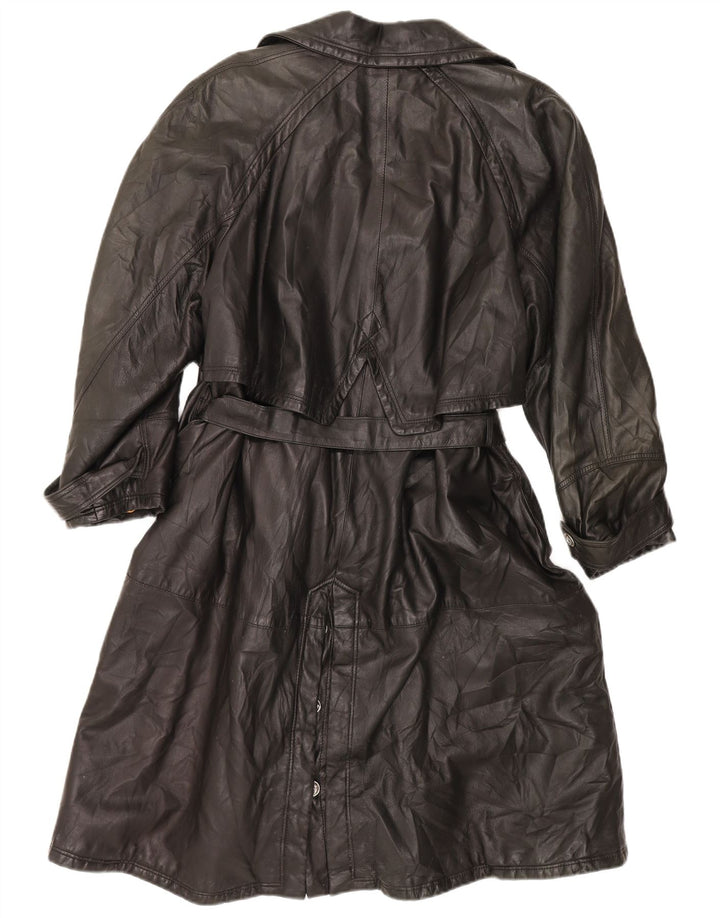 Trench in pelle da donna VINTAGE IT 44 Medio in pelle nera