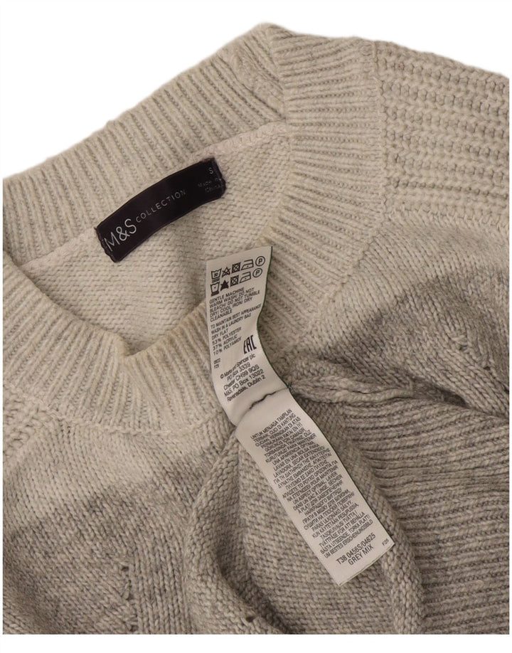 Maglione maglione girocollo da donna Zara UK 10 piccolo poliestere a righe grigie