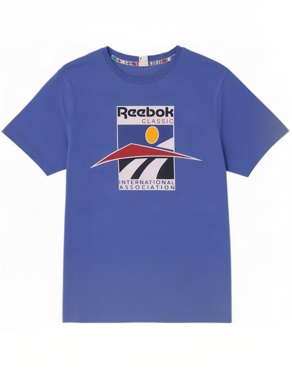 T-shirt grafica da uomo Reebok Top in cotone blu medio