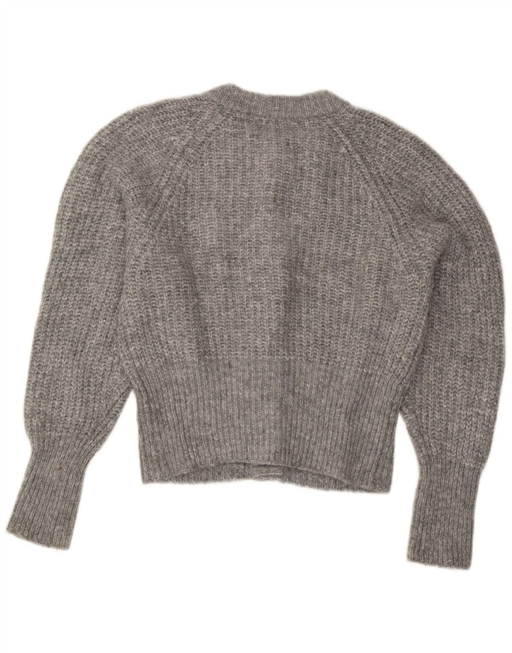 Maglione cardigan corto da donna Zara UK 16 Grande poliestere screziato grigio