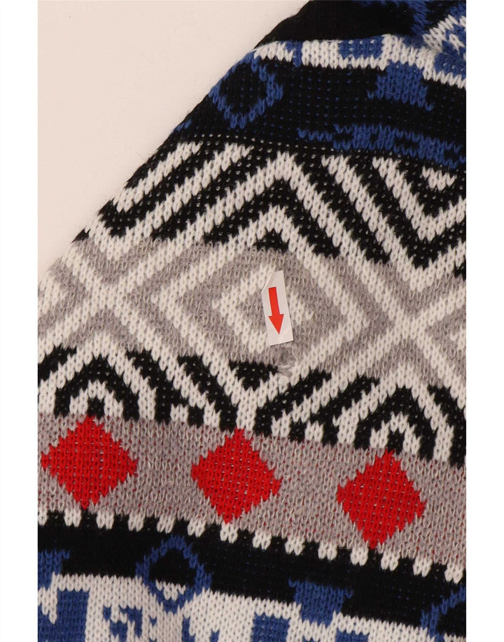 Maglione girocollo da uomo vintage in lana geometrica multicolore grande