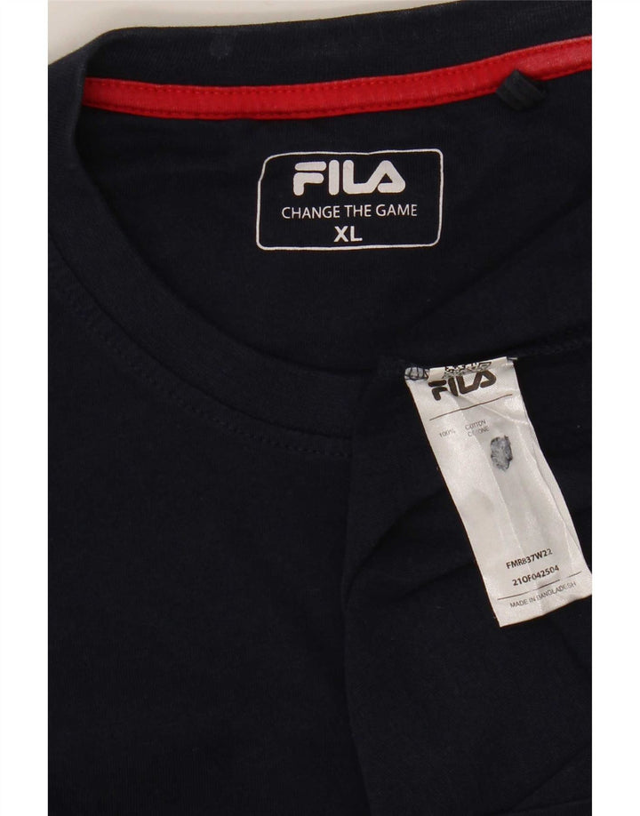 Maglia da uomo Fila a maniche lunghe XL in cotone blu navy