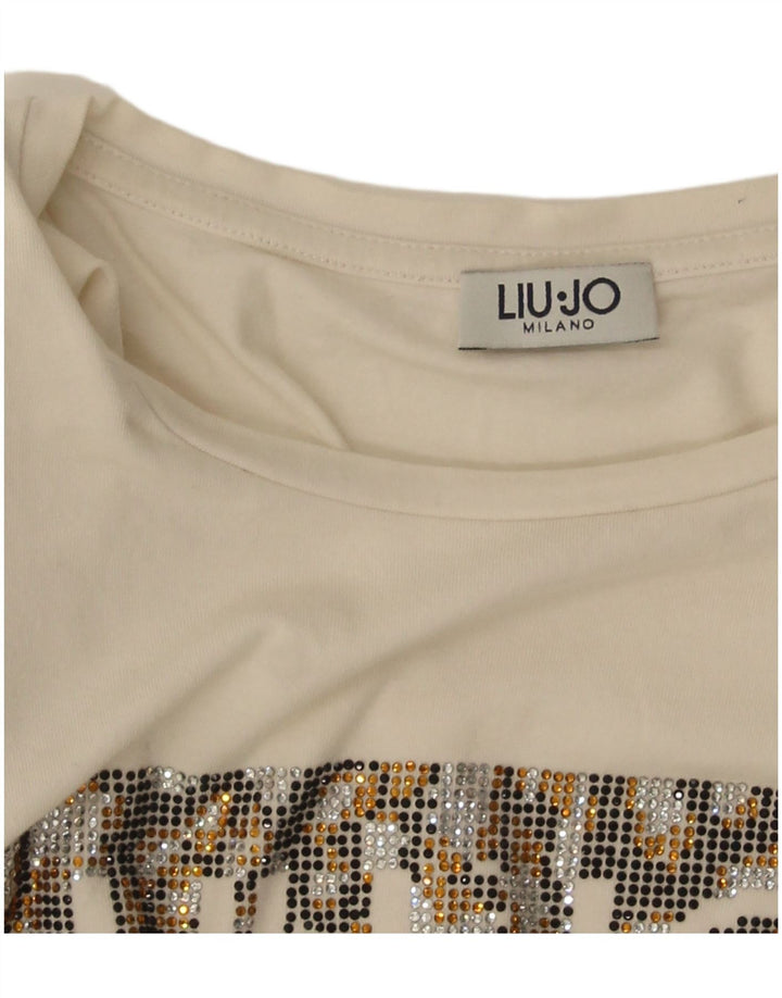 T-shirt grafica da donna Liu Jo Top UK 10 piccola bianca