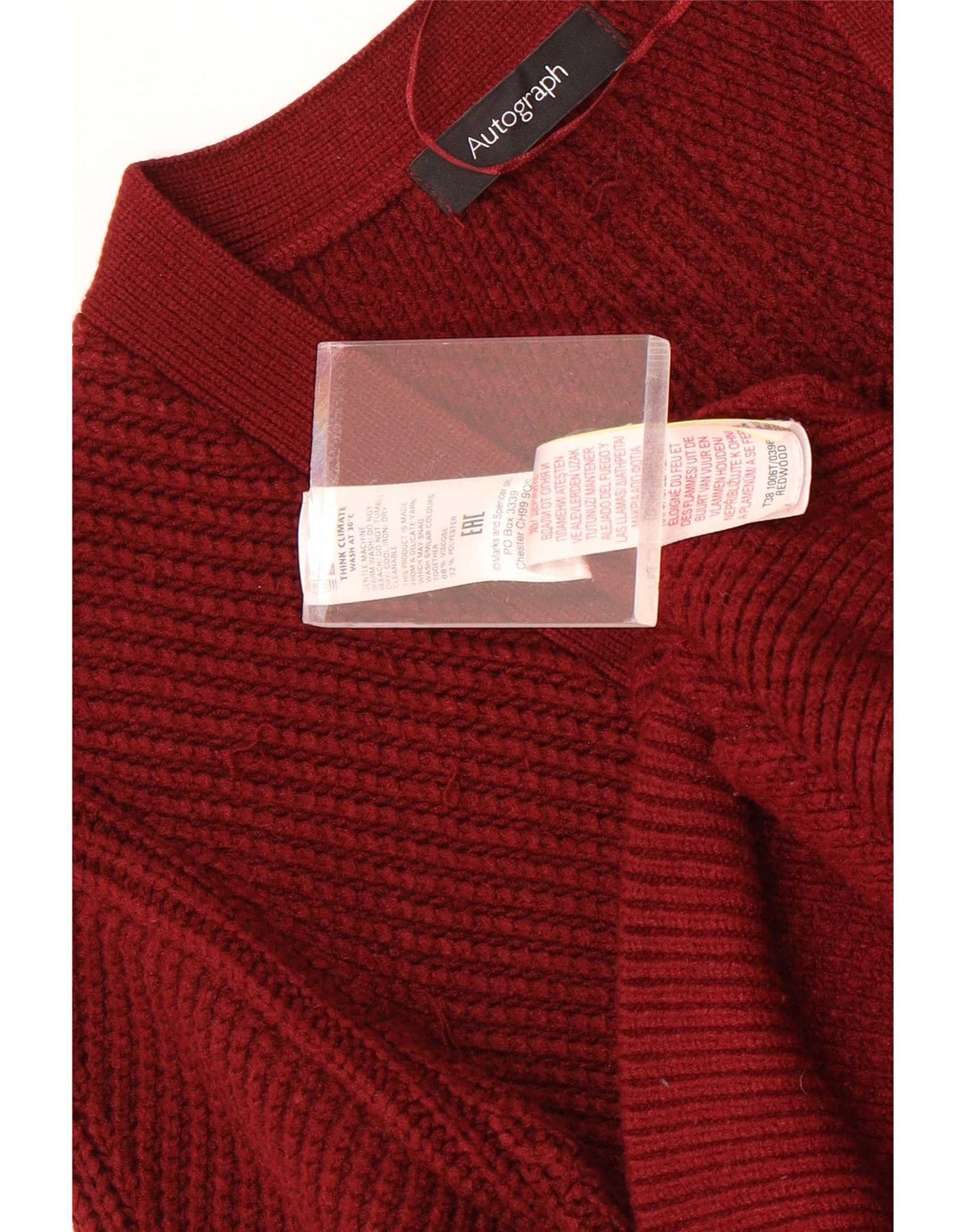 Maglione cardigan autografo da donna Marks & Spencer UK 12 Viscosa rossa media