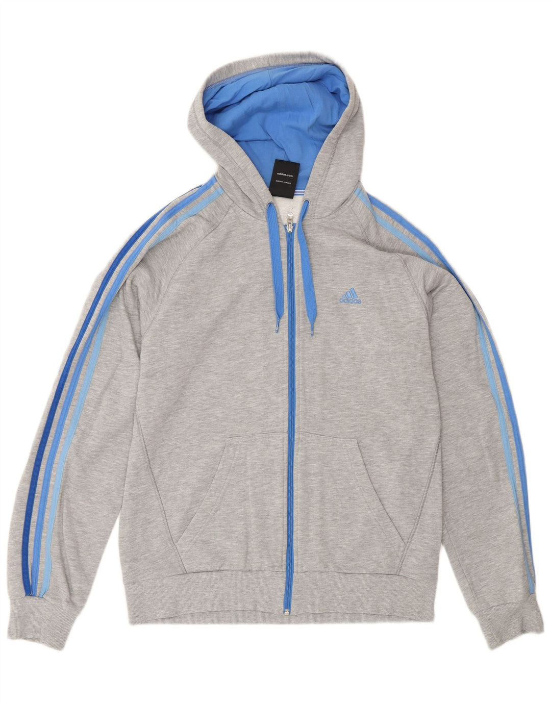 Maglione con cappuccio e zip Adidas da uomo in cotone grigio medio