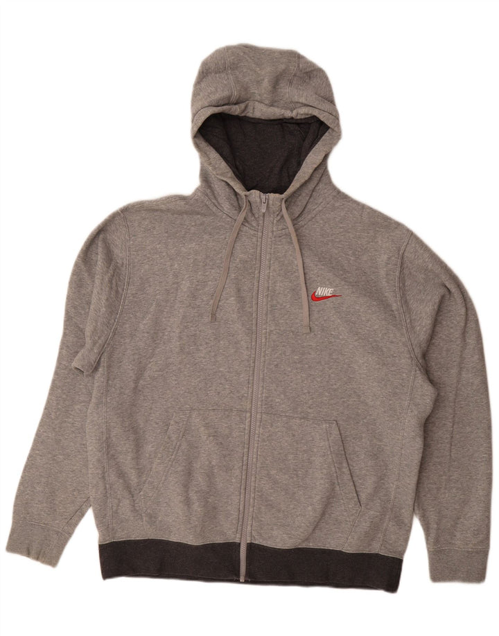 Felpa con cappuccio e zip Nike da uomo, grande, in cotone color block grigio