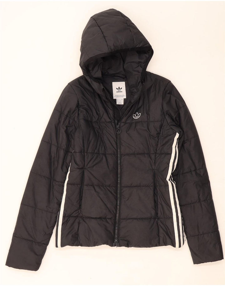 Giacca imbottita con cappuccio da donna Adidas UK 8 Small poliestere nero