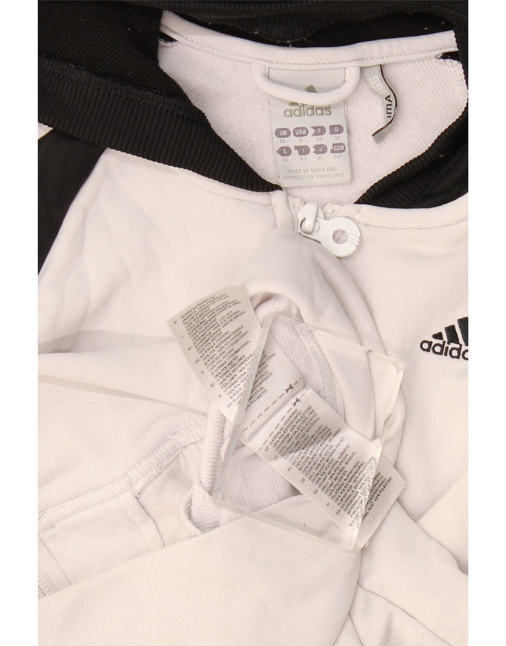 Felpa con cappuccio e zip da donna Adidas UK 10 Small Poliestere color block bianco