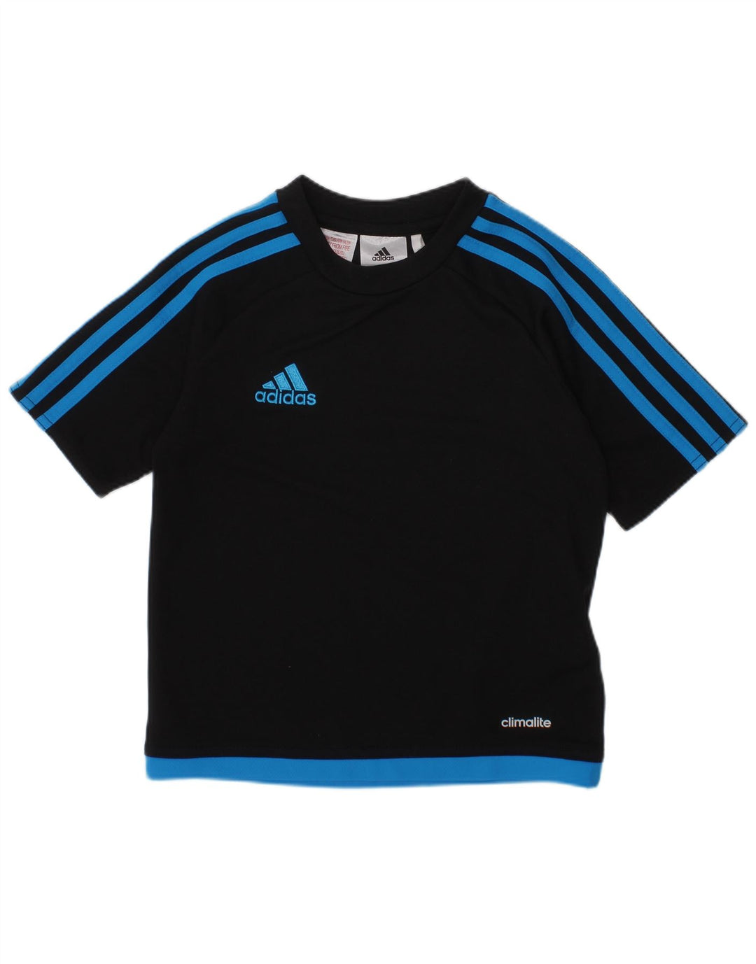 ADIDAS Boys Climalite T-Shirt Top 4-5 Years Black Colourblock Polyester