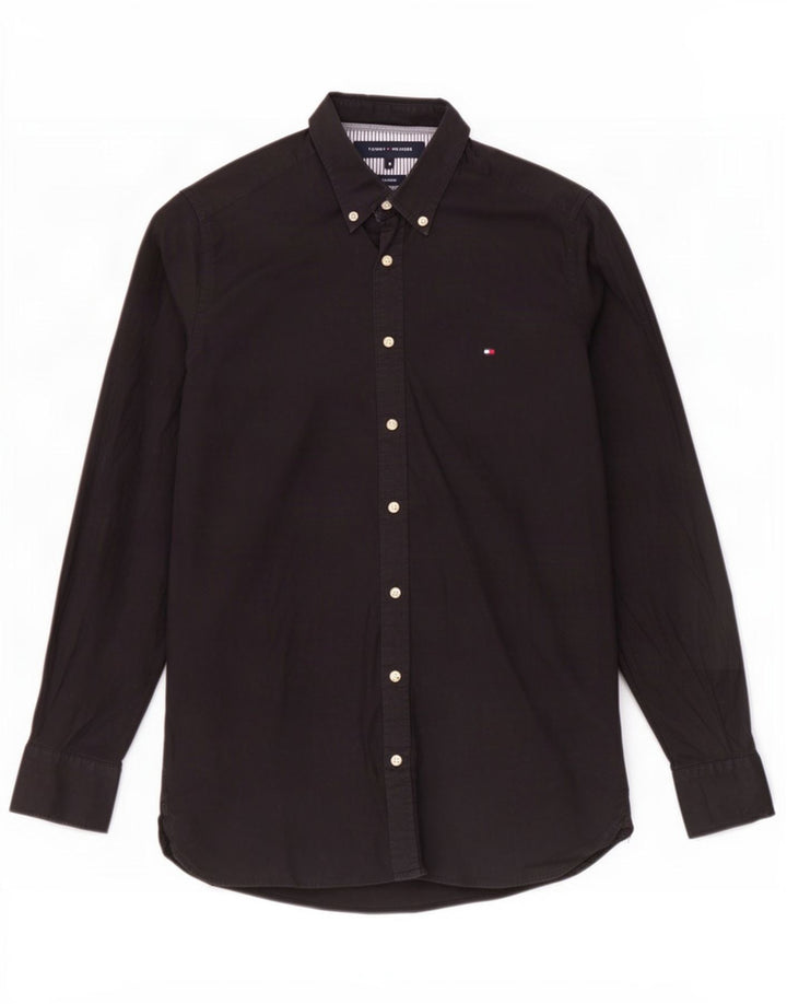 Camicia elasticizzata da uomo Tommy Hilfiger in cotone nero medio