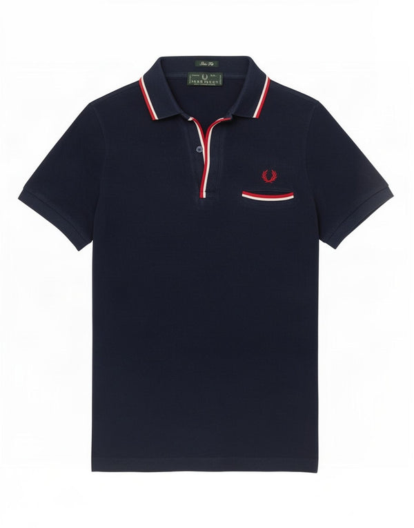 Fred Perry Mens Slim Fit Polo Shirt Small Navy Blue Cotton