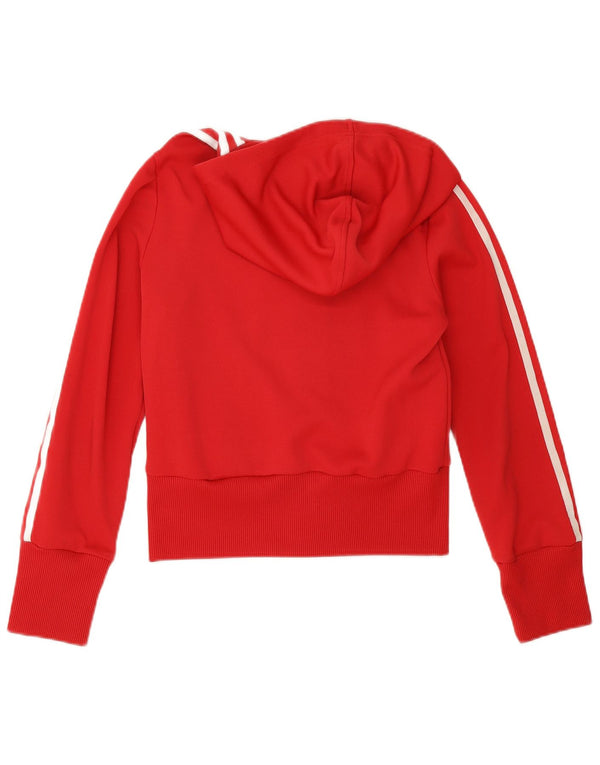 Maglione con cappuccio e zip da donna Adidas UK 10 piccolo poliestere rosso