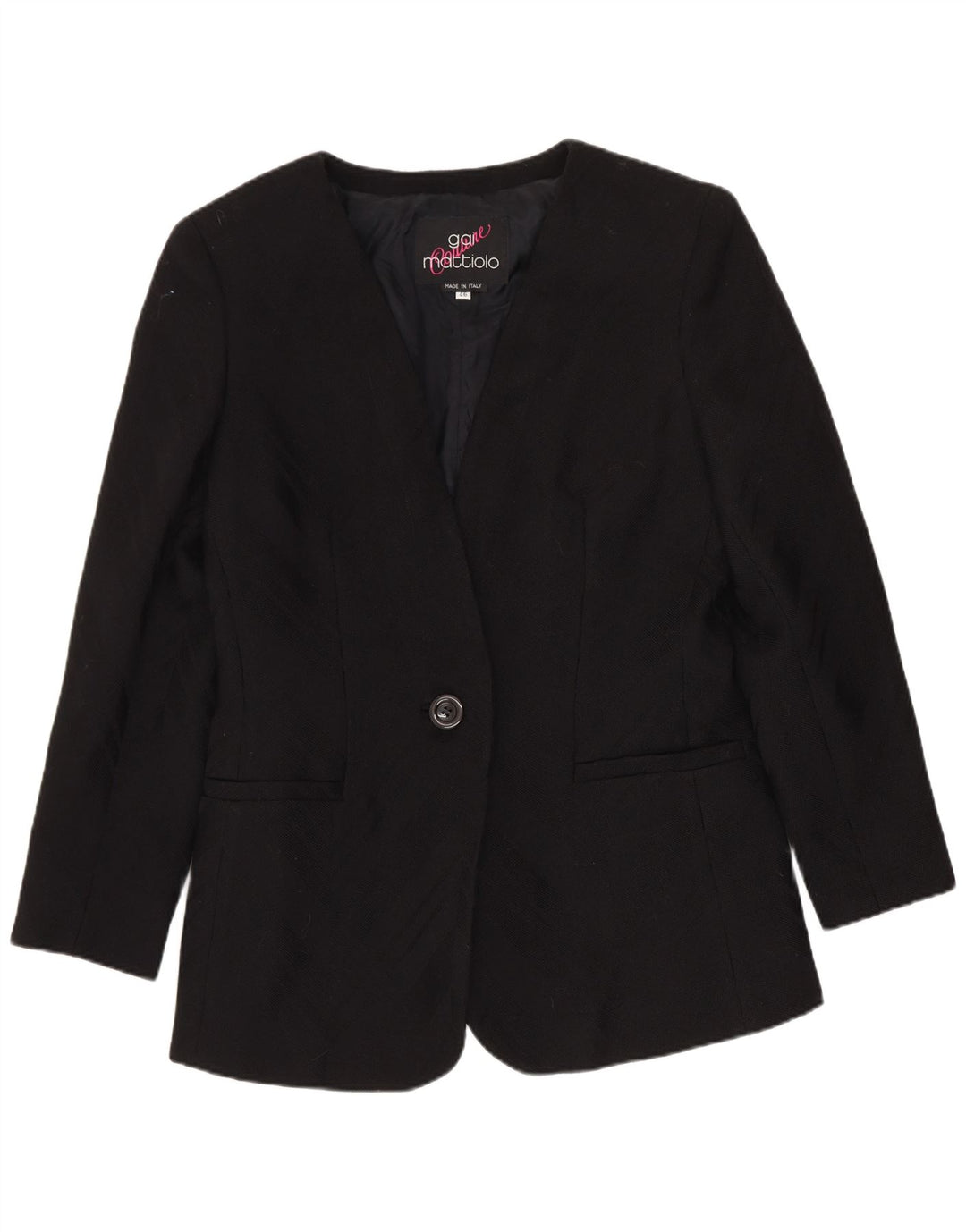 Gai Mattiolo Giacca Blazer da Donna a 1 Bottone IT 46 Large Nera in Lana Vergine