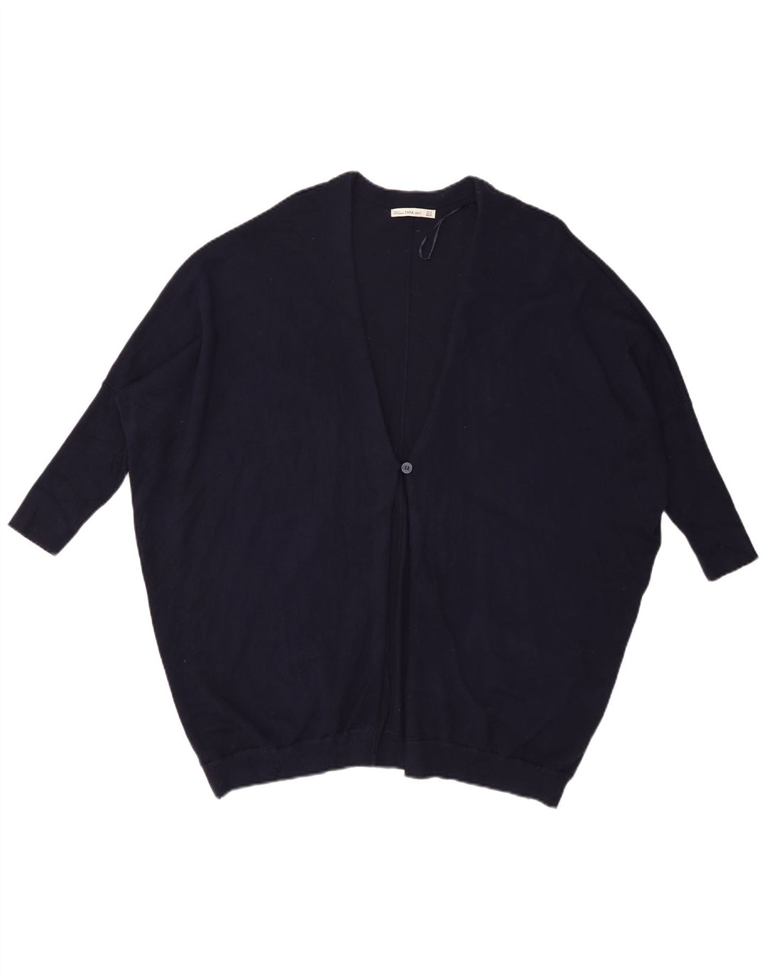 Maglione cardigan oversize con maniche a 3/4 da donna Zara UK 14 Blu navy medio