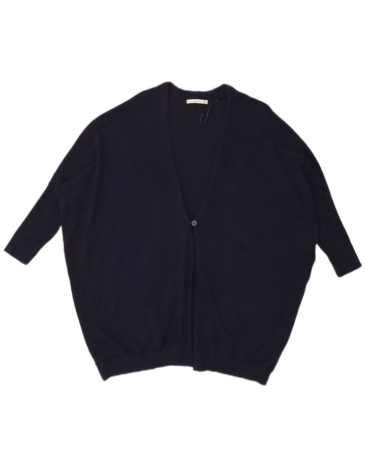 Maglione cardigan oversize con maniche a 3/4 da donna Zara UK 14 Blu navy medio