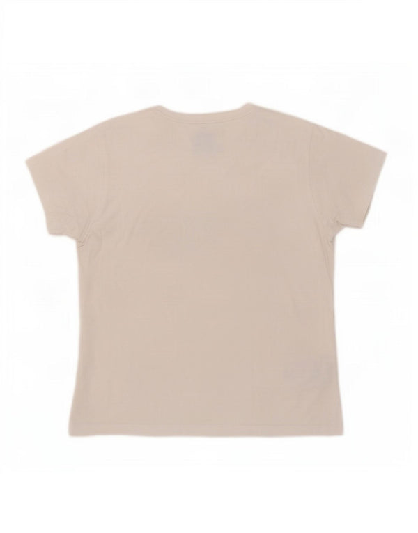 T-shirt grafica da donna Jack Wolfskin Top UK 16 grande cotone bianco