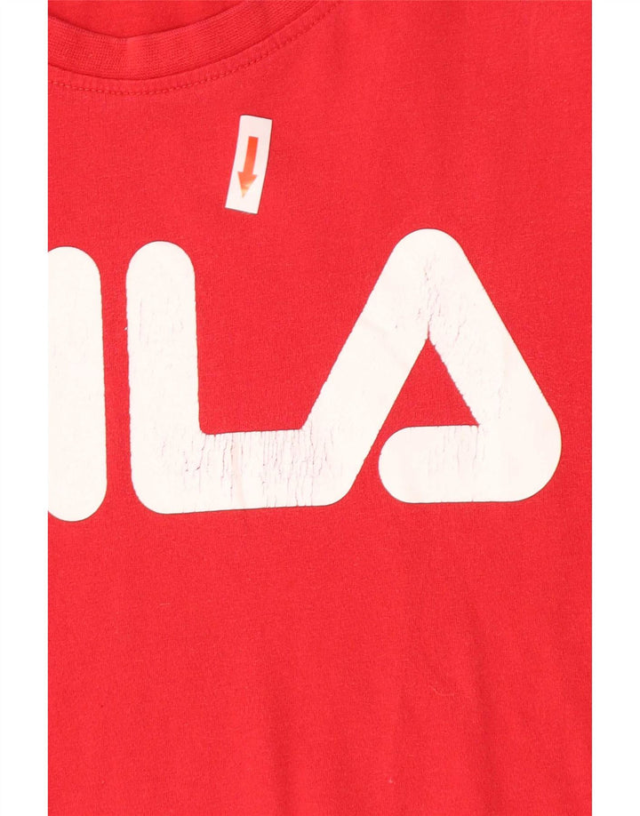 T-shirt grafica da uomo Fila Top in cotone rosso medio