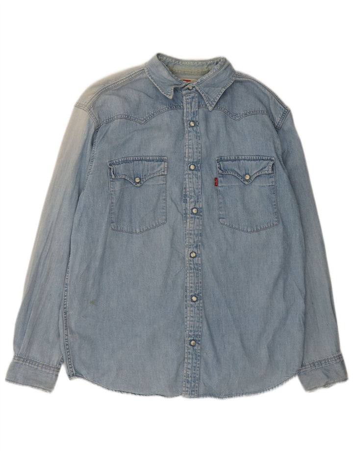 Camicia di jeans da uomo Levi's in cotone blu medio
