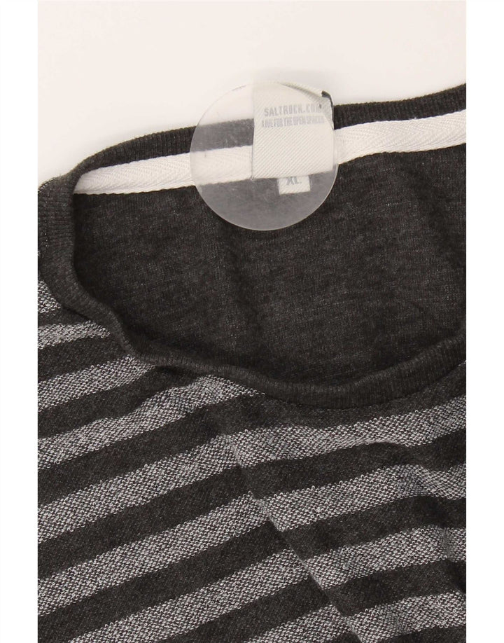 Saltrock Top da uomo a maniche lunghe XL in cotone a righe grigie