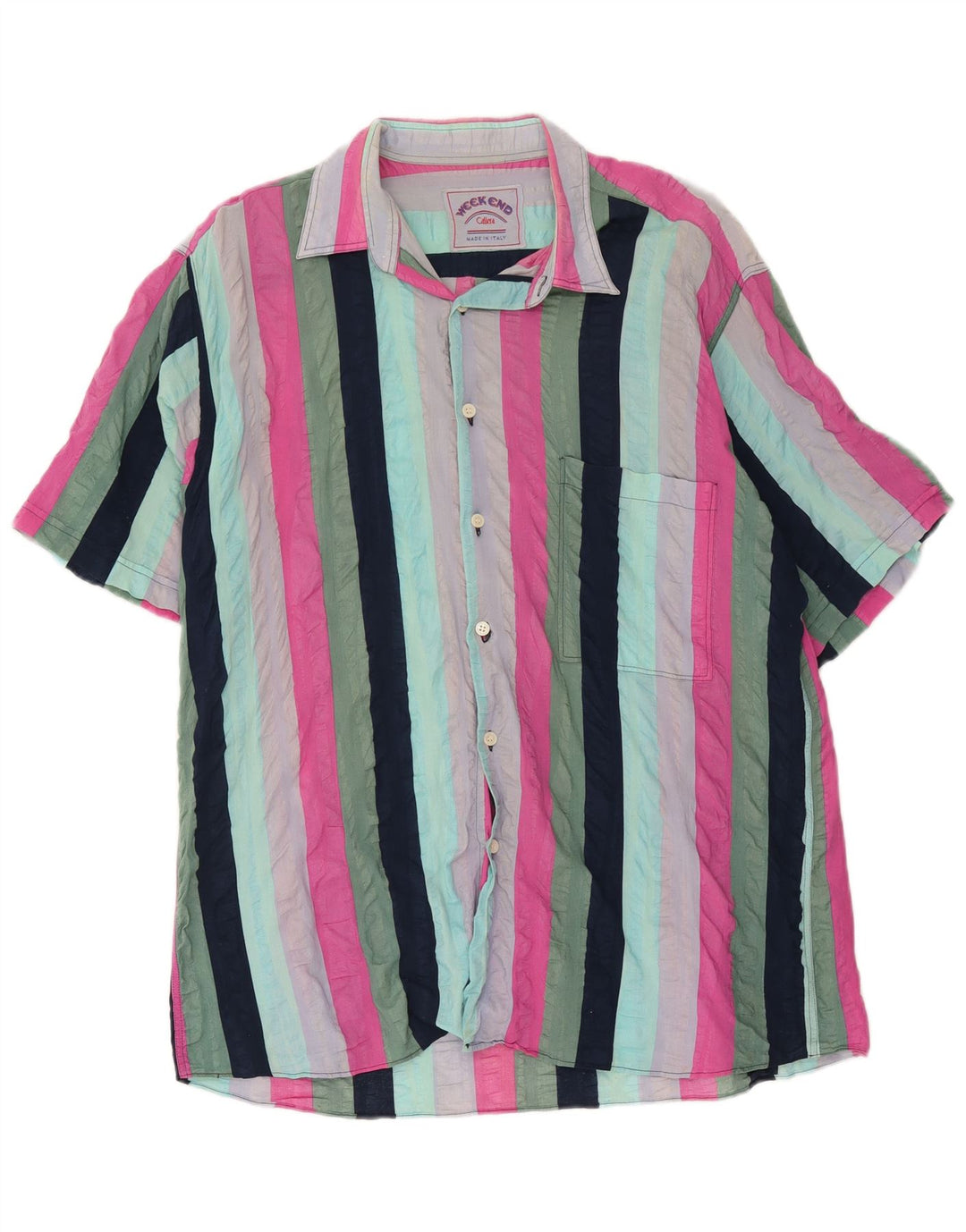 Camicia a maniche corte da uomo Weekend a righe multicolori medie