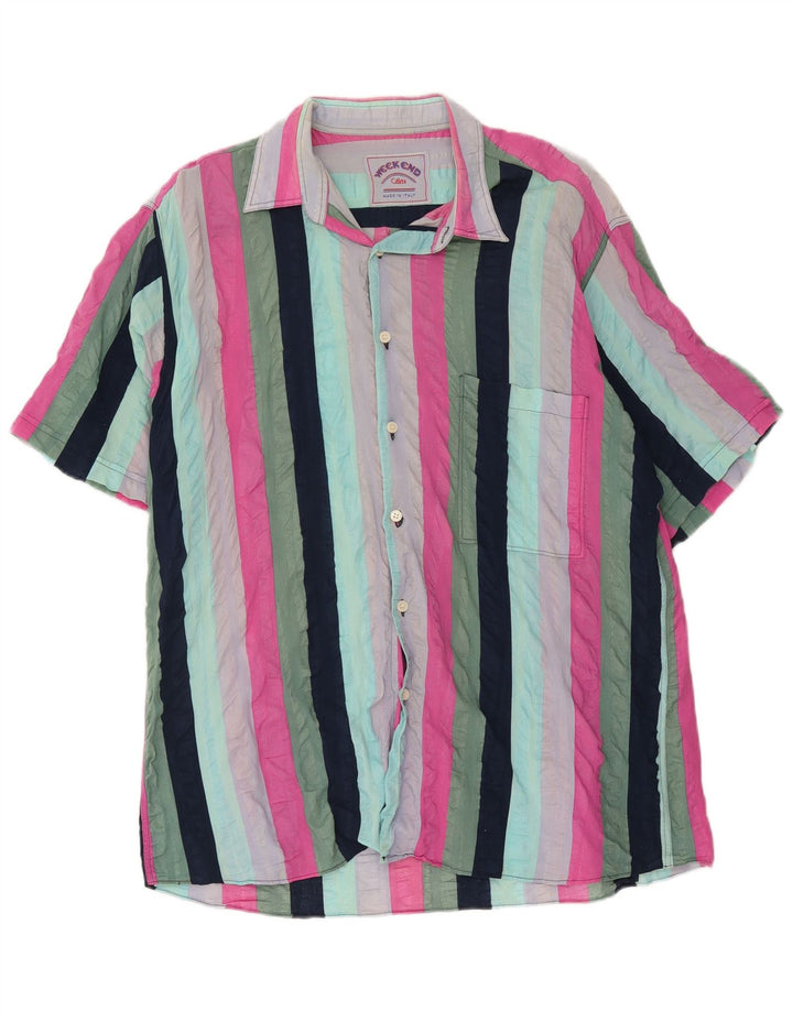 Camicia a maniche corte da uomo Weekend a righe multicolori medie