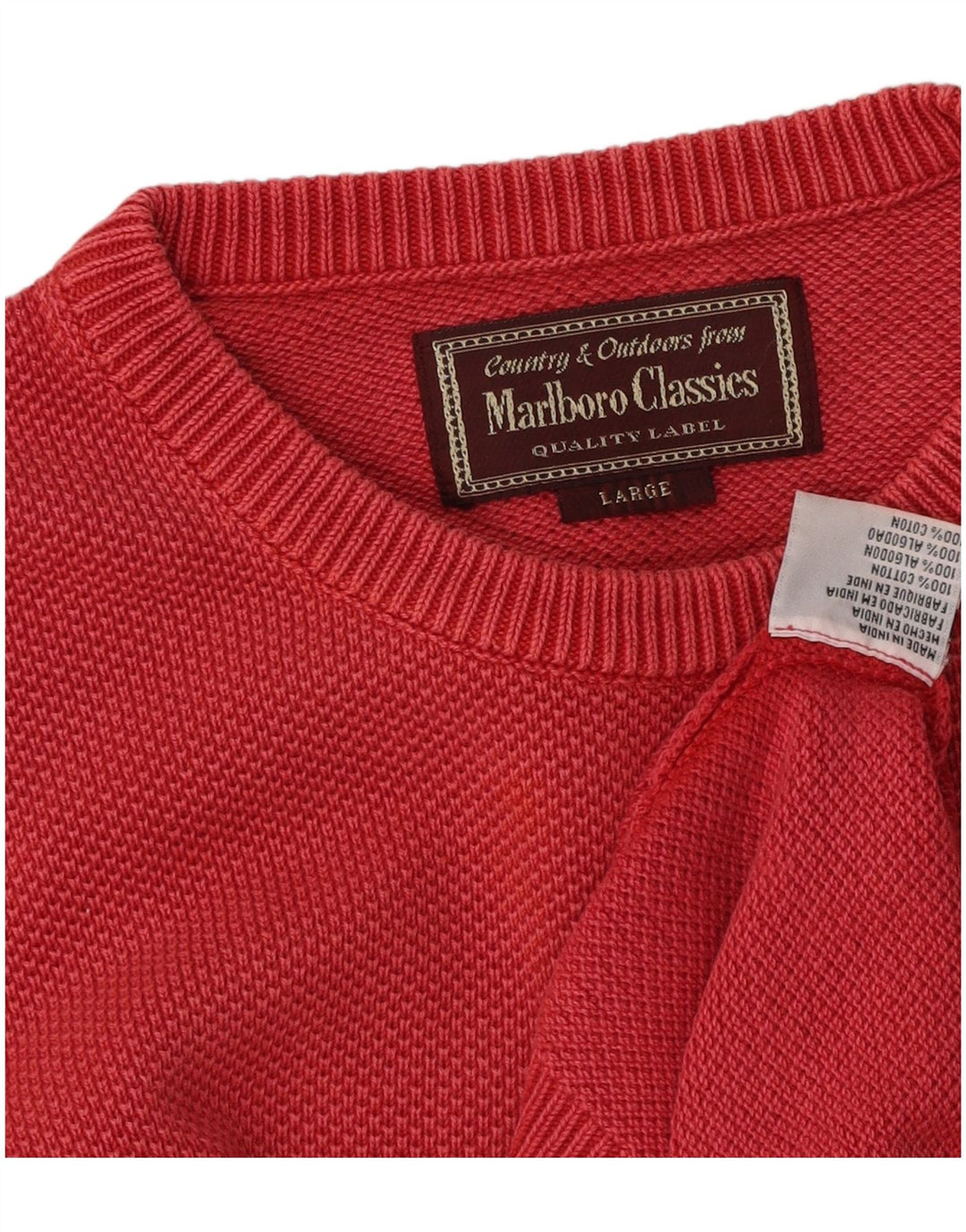 MARLBORO CLASSICS Maglione da uomo con scollo a barca grande cotone rosso