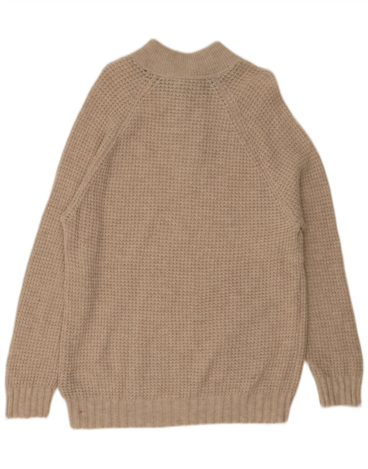 Crew Clothing Maglione da uomo con bottoni e collo XL in lana beige