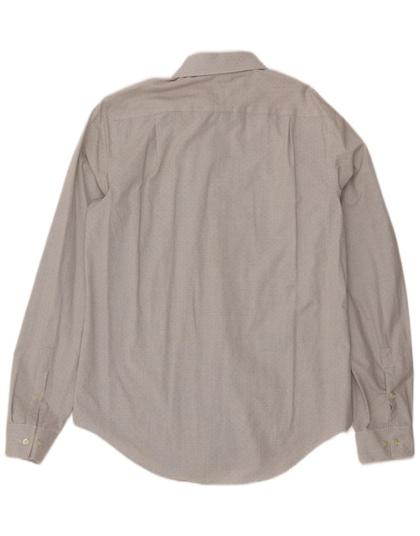 Camicia slim fit da uomo Calvin Klein taglia 16 grande cotone a quadri bianco sporco