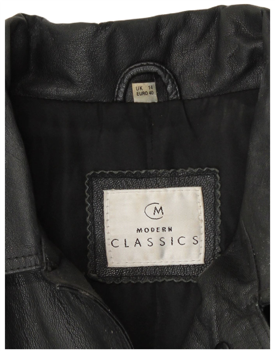 Giacca in pelle vestibilità ampia da donna Classici moderni UK 14 Pelle nera media