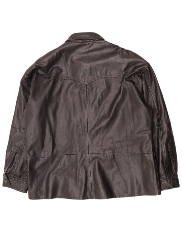 Giacca in pelle oversize da donna vintage EU 40 media nera