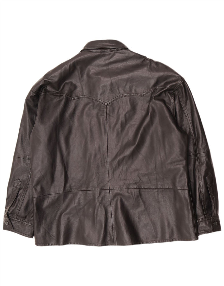 Giacca in pelle oversize da donna vintage EU 40 media nera