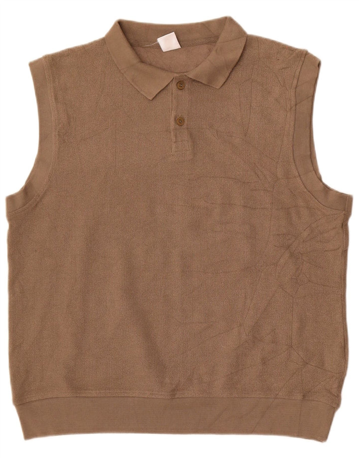 Maglione Zara da uomo senza maniche con collo alto in cotone marrone medio