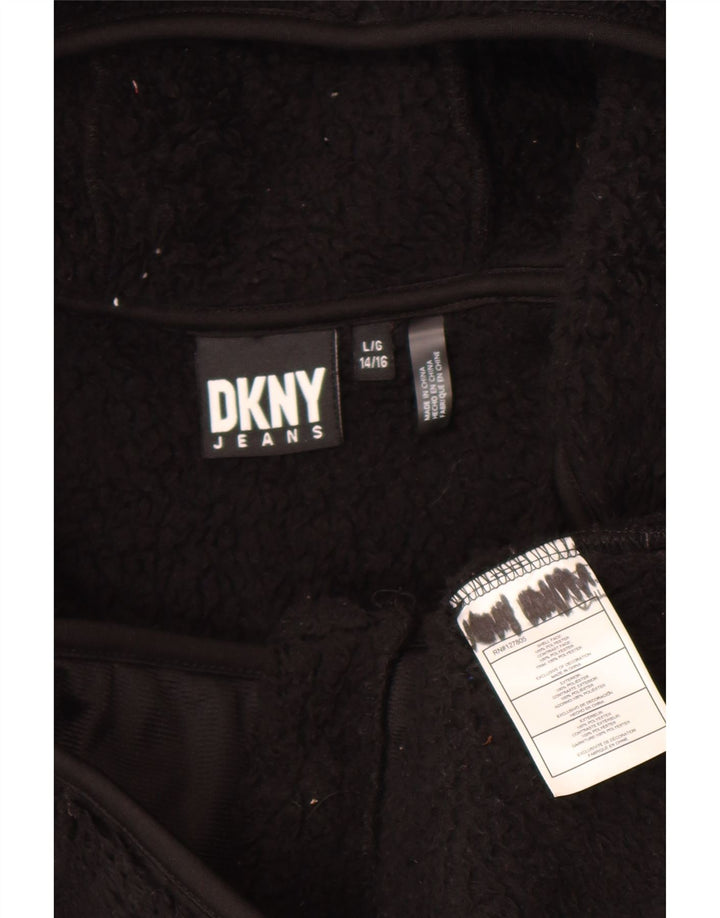 Giacca in pile per ragazze Dkny 14-15 anni grande poliestere nero