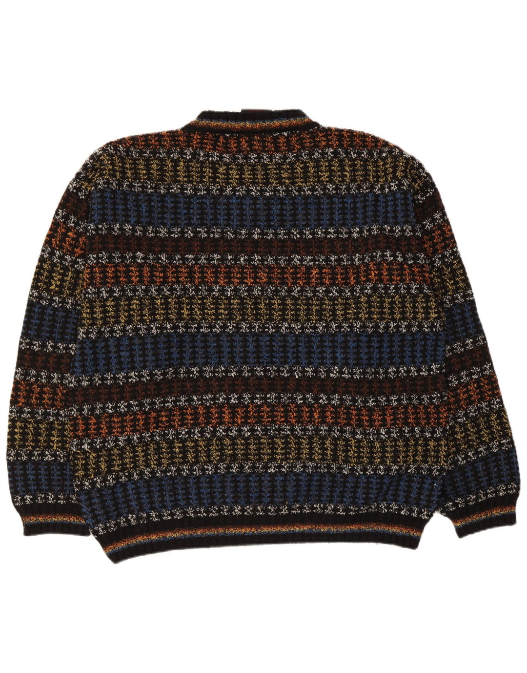 Maglione da uomo con scollo a V Oxymel in lana a righe multicolori medie