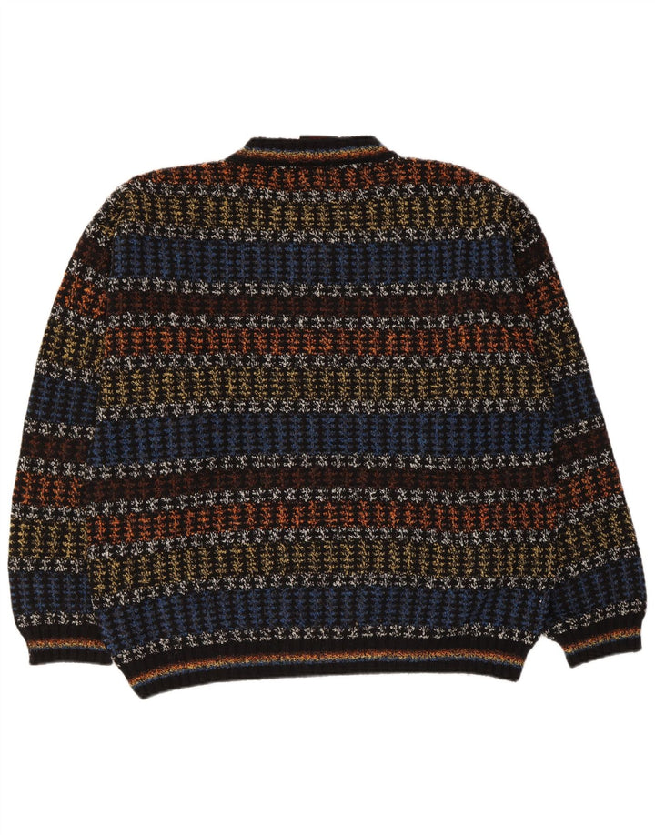 Maglione da uomo con scollo a V Oxymel in lana a righe multicolori medie