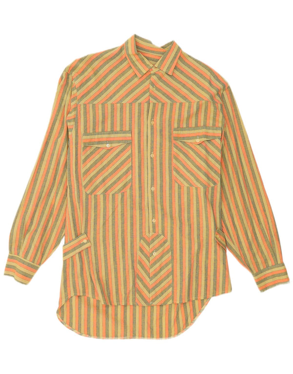 Abito chemisier oversize vintage da donna UK 10 piccolo a righe multicolore