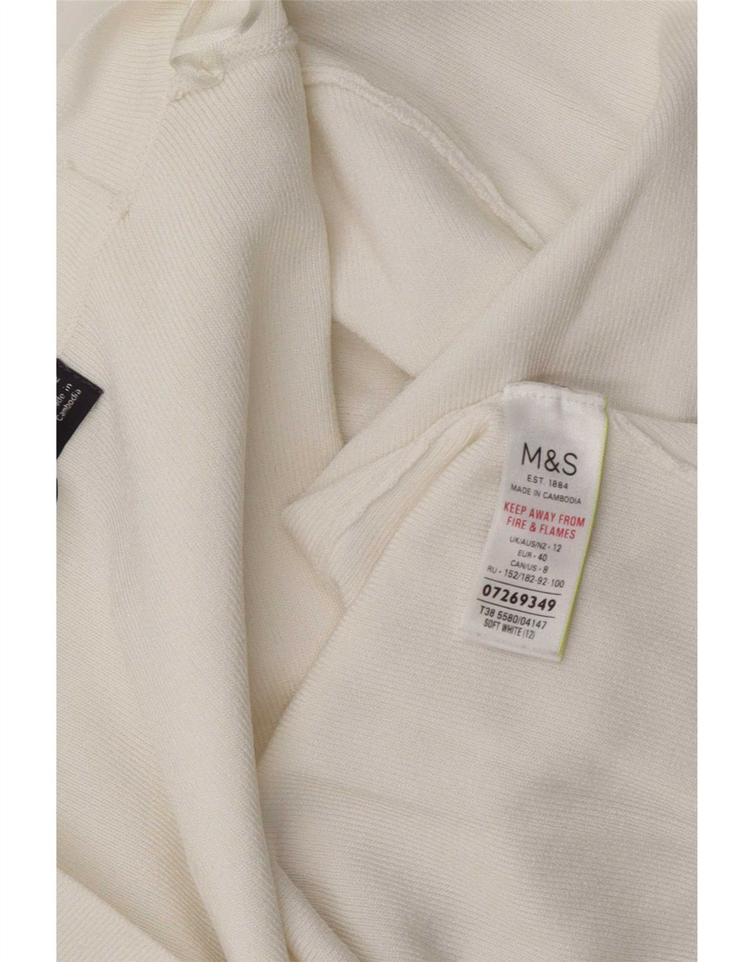 Maglione cardigan aperto da donna Marks & Spencer UK 12 Viscosa bianca media
