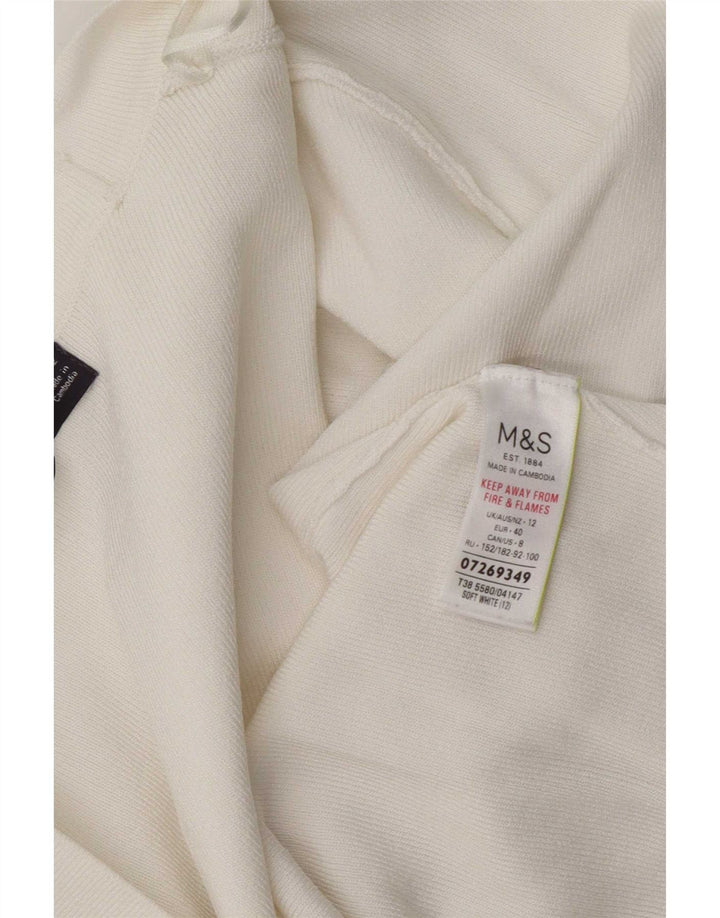 Maglione cardigan aperto da donna Marks & Spencer UK 12 Viscosa bianca media