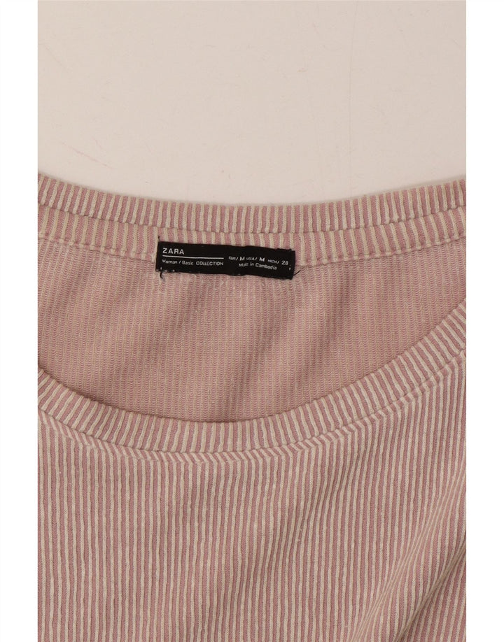 ZARA Womens Oversized T-Shirt Top UK 14 Medium Pink Striped Vintage Zara and Second-Hand Zara from Messina Hembry 