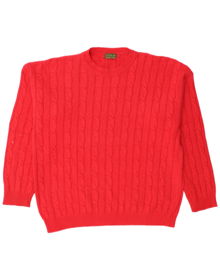 CONTE MASSIMO Maglione da uomo girocollo XL in cotone rosso